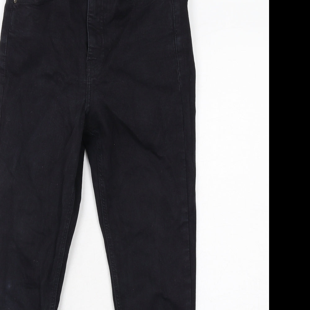 Topshop Womens Black Cotton Skinny Jeans Size 10 L30 in Regular Zip - Distressed Hems