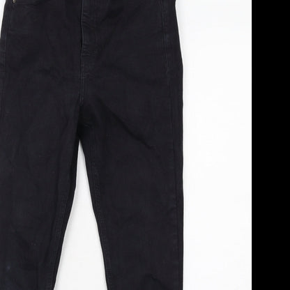 Topshop Womens Black Cotton Skinny Jeans Size 10 L30 in Regular Zip - Distressed Hems