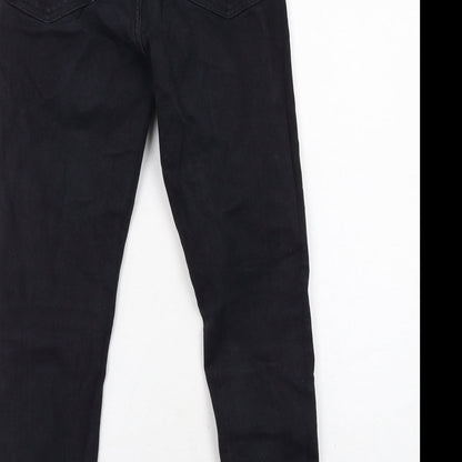 Topshop Womens Black Cotton Skinny Jeans Size 10 L30 in Regular Zip - Distressed Hems