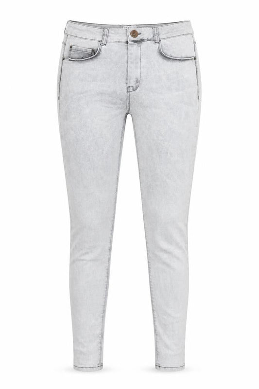 Front view of ASOS women’s grey cotton skinny jeans, size UK 12, regular zip