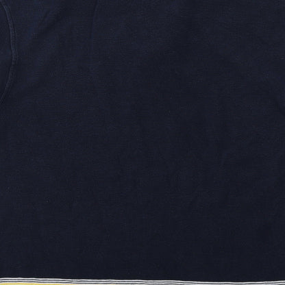 Rockport Mens Blue Cotton Polo Size L Collared Button