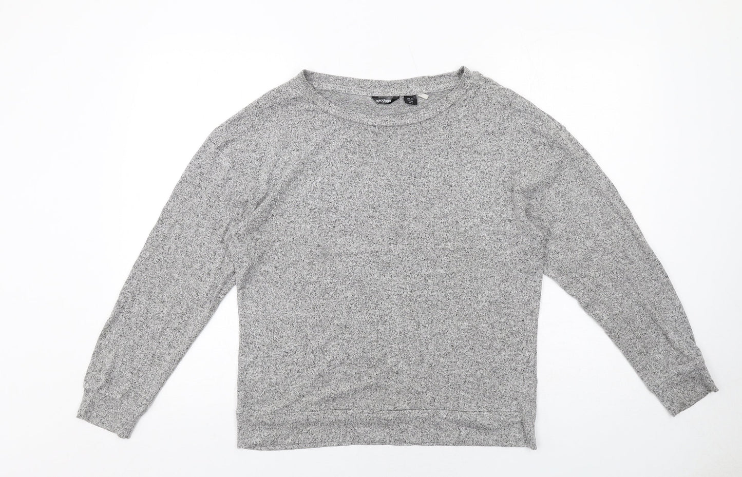 Golddigga Womens Grey Viscose Basic T-Shirt Size 12 Round Neck