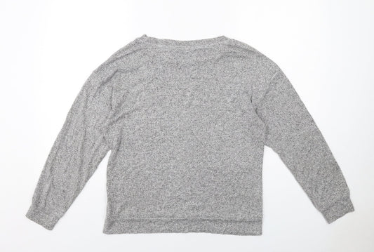 Golddigga Womens Grey Viscose Basic T-Shirt Size 12 Round Neck