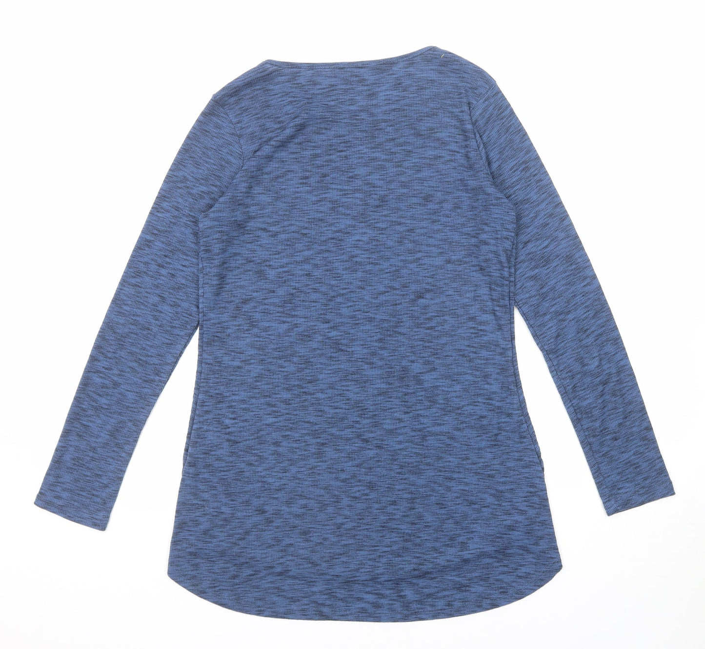 Lisa Rinna Womens Blue Polyester Basic T-Shirt Size XS Boat Neck - Marled