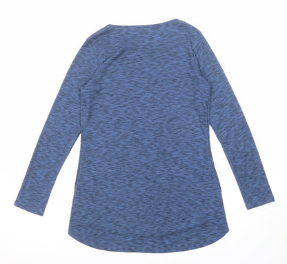 Lisa Rinna Womens Blue Polyester Basic T-Shirt Size XS Boat Neck - Marled