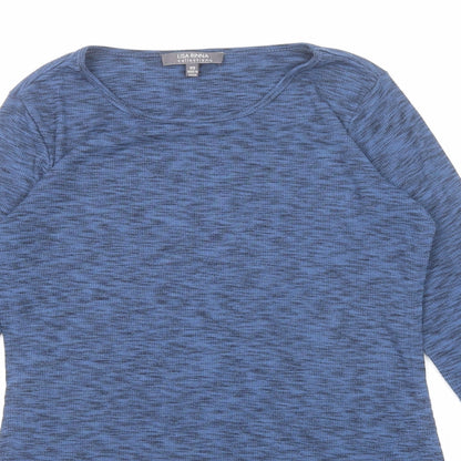 Lisa Rinna Womens Blue Polyester Basic T-Shirt Size XS Boat Neck - Marled