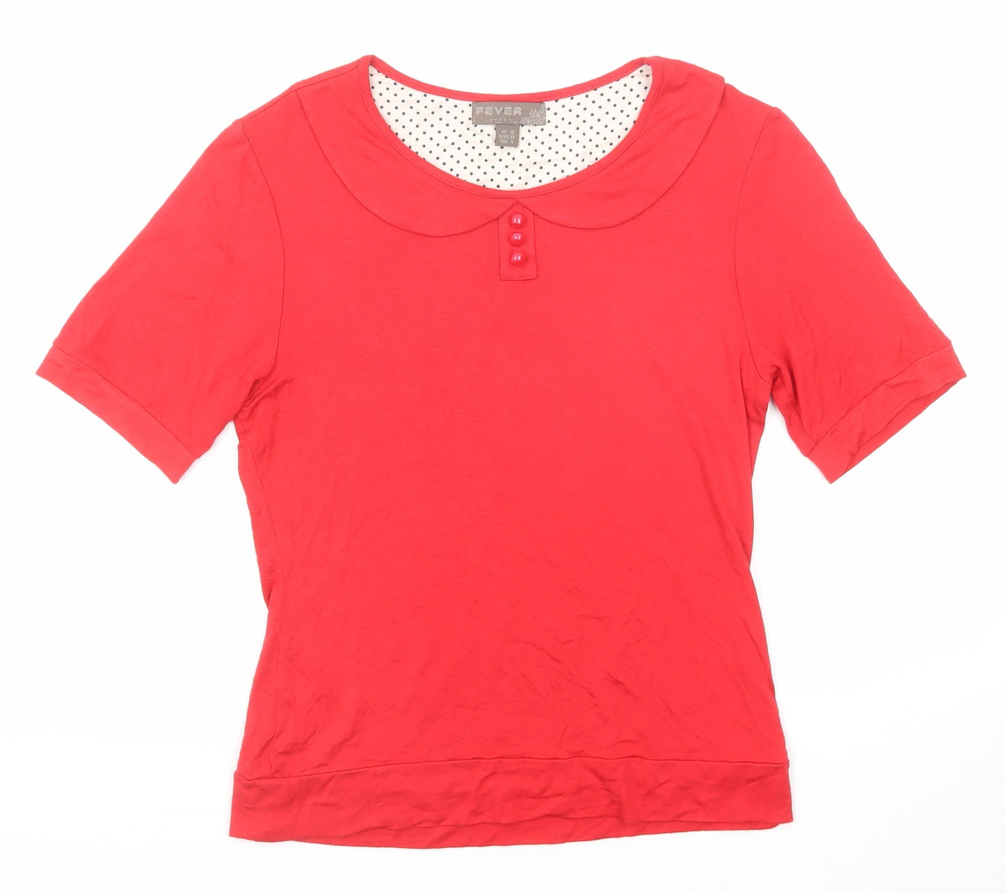 Womens UK Size 10 Fever Red Basic Blouse