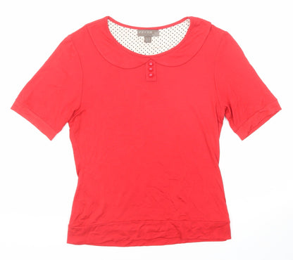 Womens UK Size 10 Fever Red Basic Blouse