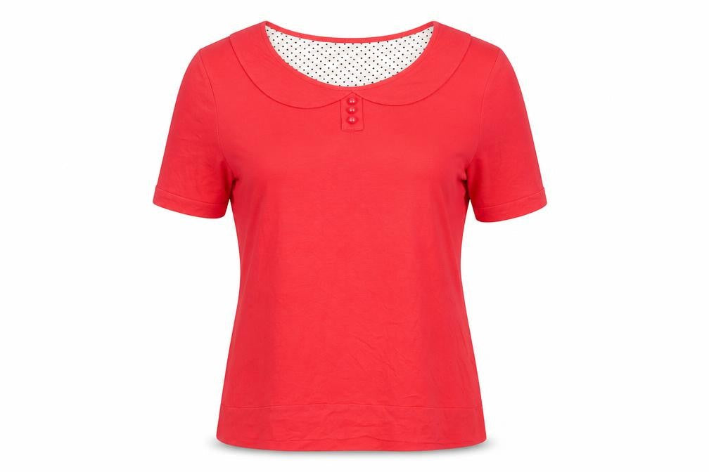 Womens UK Size 10 Fever Red Basic Blouse
