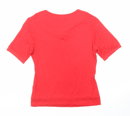 Womens UK Size 10 Fever Red Basic Blouse