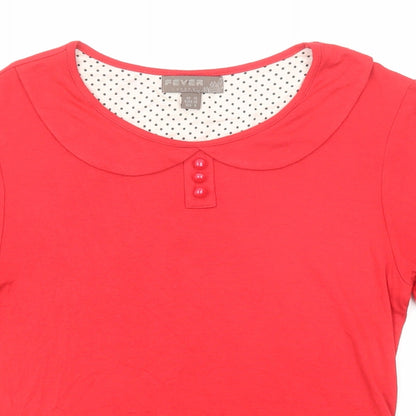 Womens UK Size 10 Fever Red Basic Blouse
