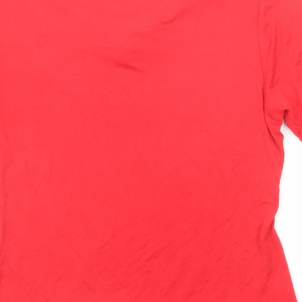 Womens UK Size 10 Fever Red Basic Blouse