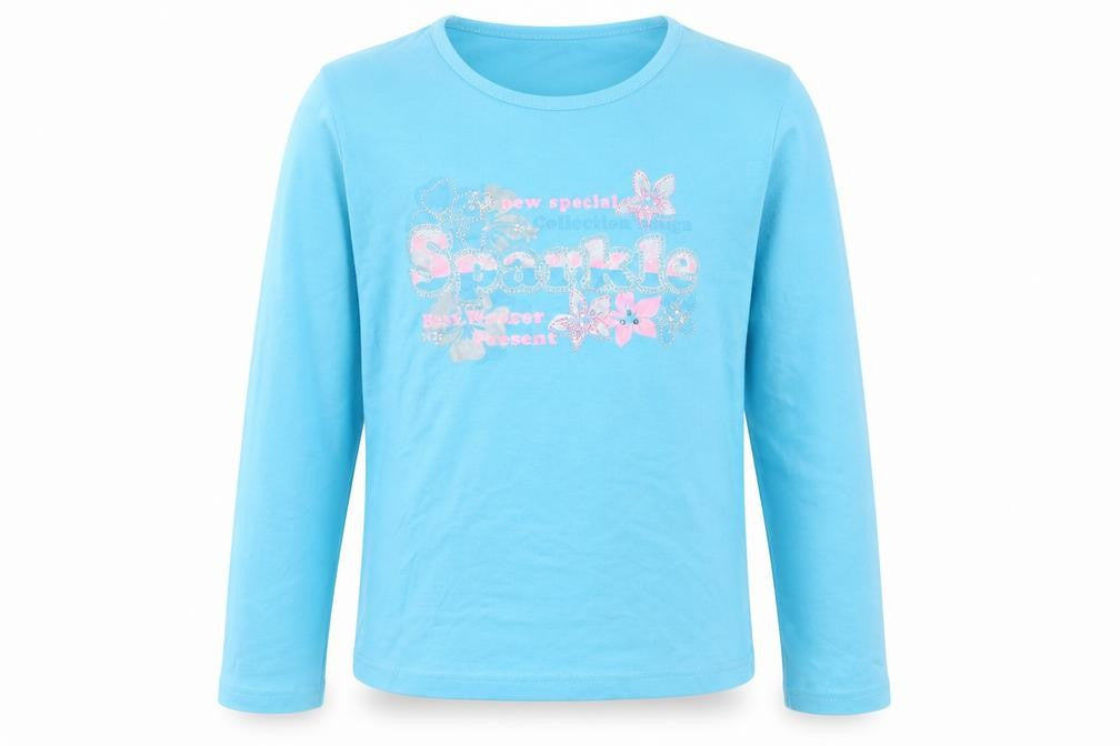Front view of Naf girls’ girls blue polyester basic t-shirt, size 10, years round neck pullover - sparkle