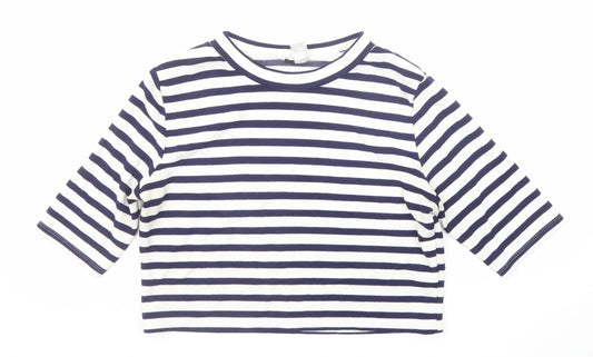 Womens UK Size M H&M Blue Cropped T-Shirt