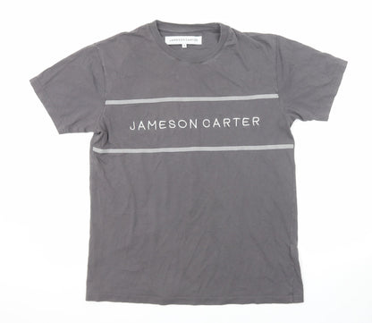 Jameson Carter Mens Grey Cotton T-Shirt Size S Round Neck