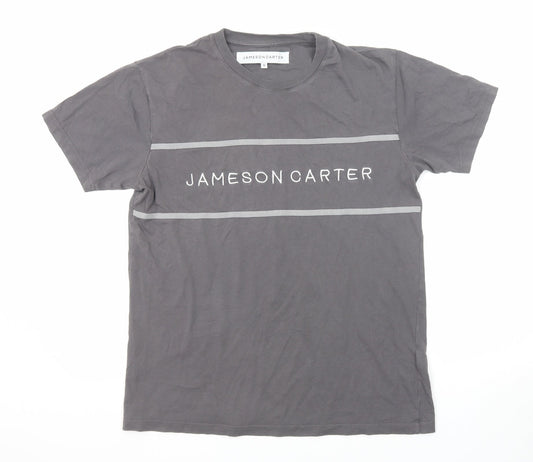 Jameson Carter Mens Grey Cotton T-Shirt Size S Round Neck