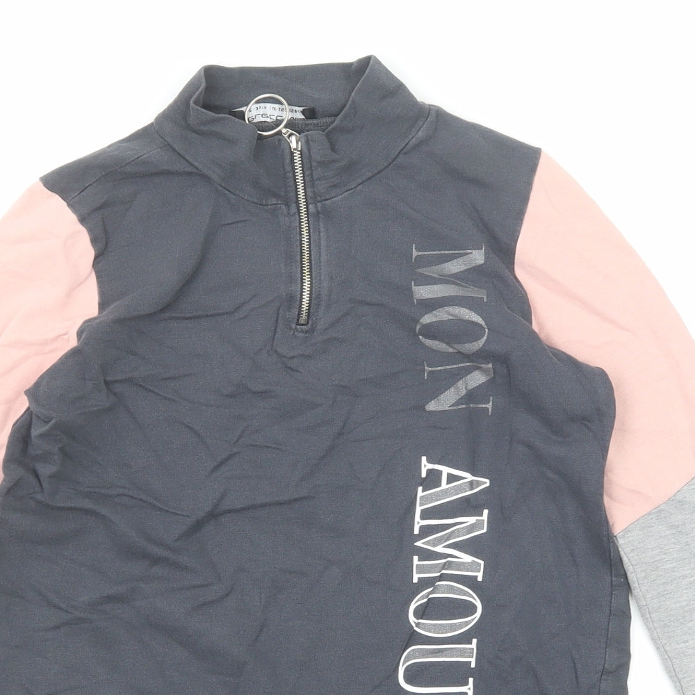 Select Girls Grey Cotton Pullover Sweatshirt Size 12-13 Years Zip - Mon Amour