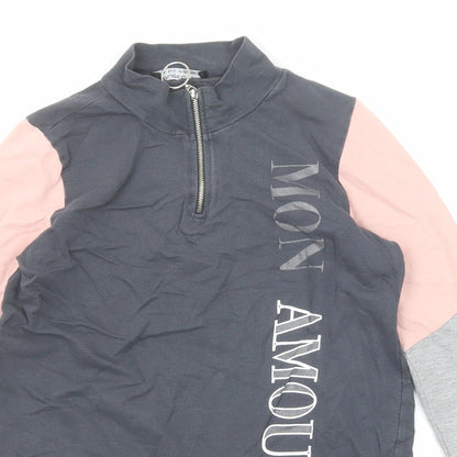 Select Girls Grey Cotton Pullover Sweatshirt Size 12-13 Years Zip - Mon Amour