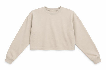 Front view of Missguided women’s beige polyester pullover sweatshirt, size UK 8, pullover