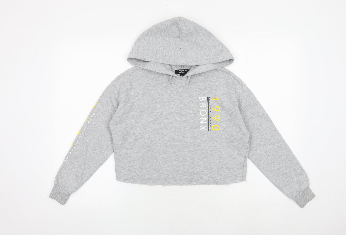New Look Girls Grey Cotton Pullover Hoodie Size 10-11 Years Pullover - Bronx