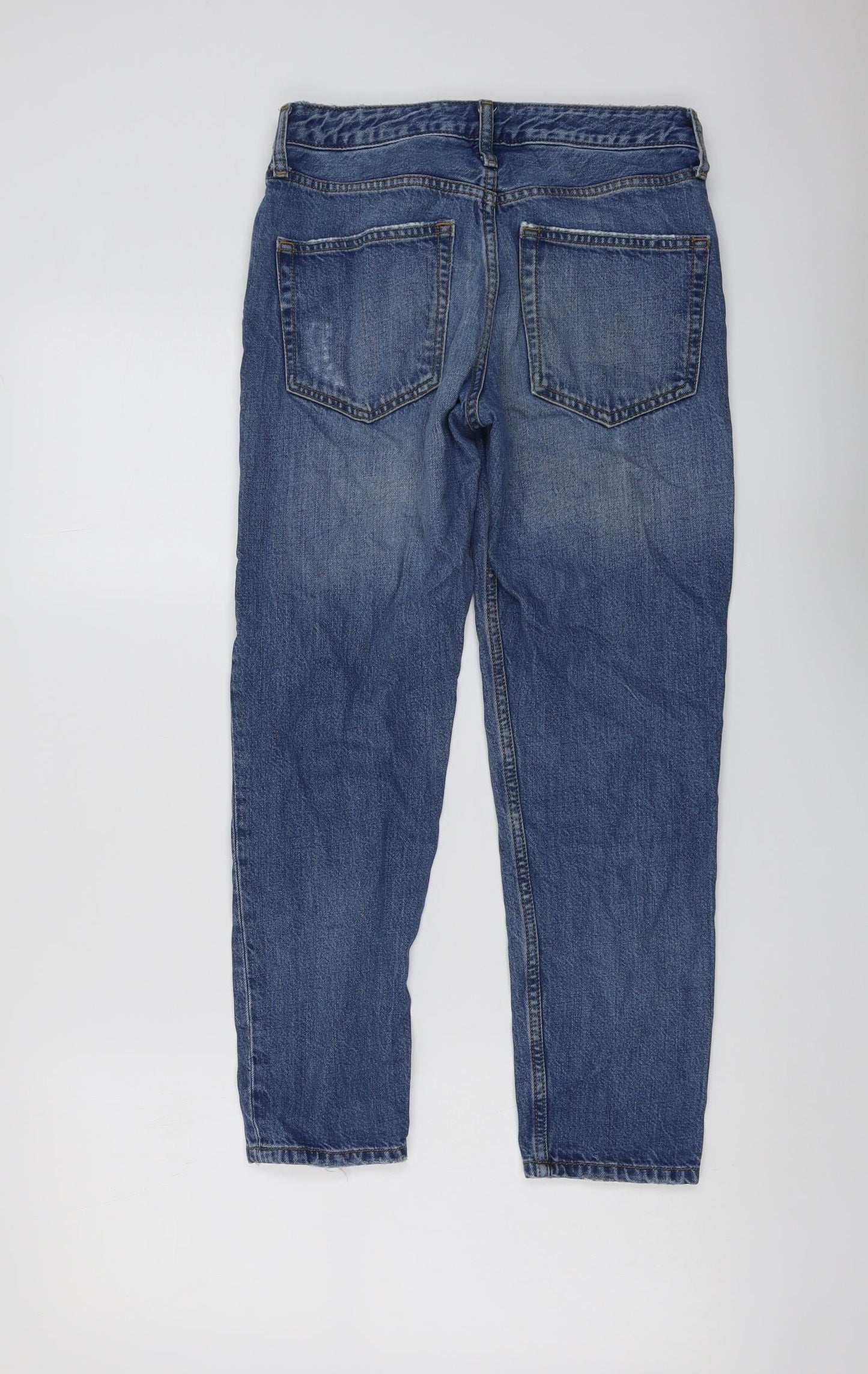 Topshop Womens Blue Cotton Straight Jeans Size 24 in L25 in Regular Button