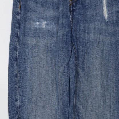 Topshop Womens Blue Cotton Straight Jeans Size 24 in L25 in Regular Button