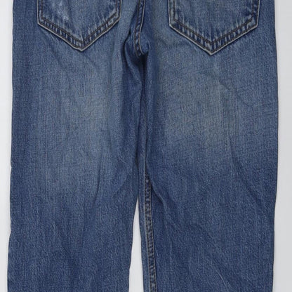 Topshop Womens Blue Cotton Straight Jeans Size 24 in L25 in Regular Button