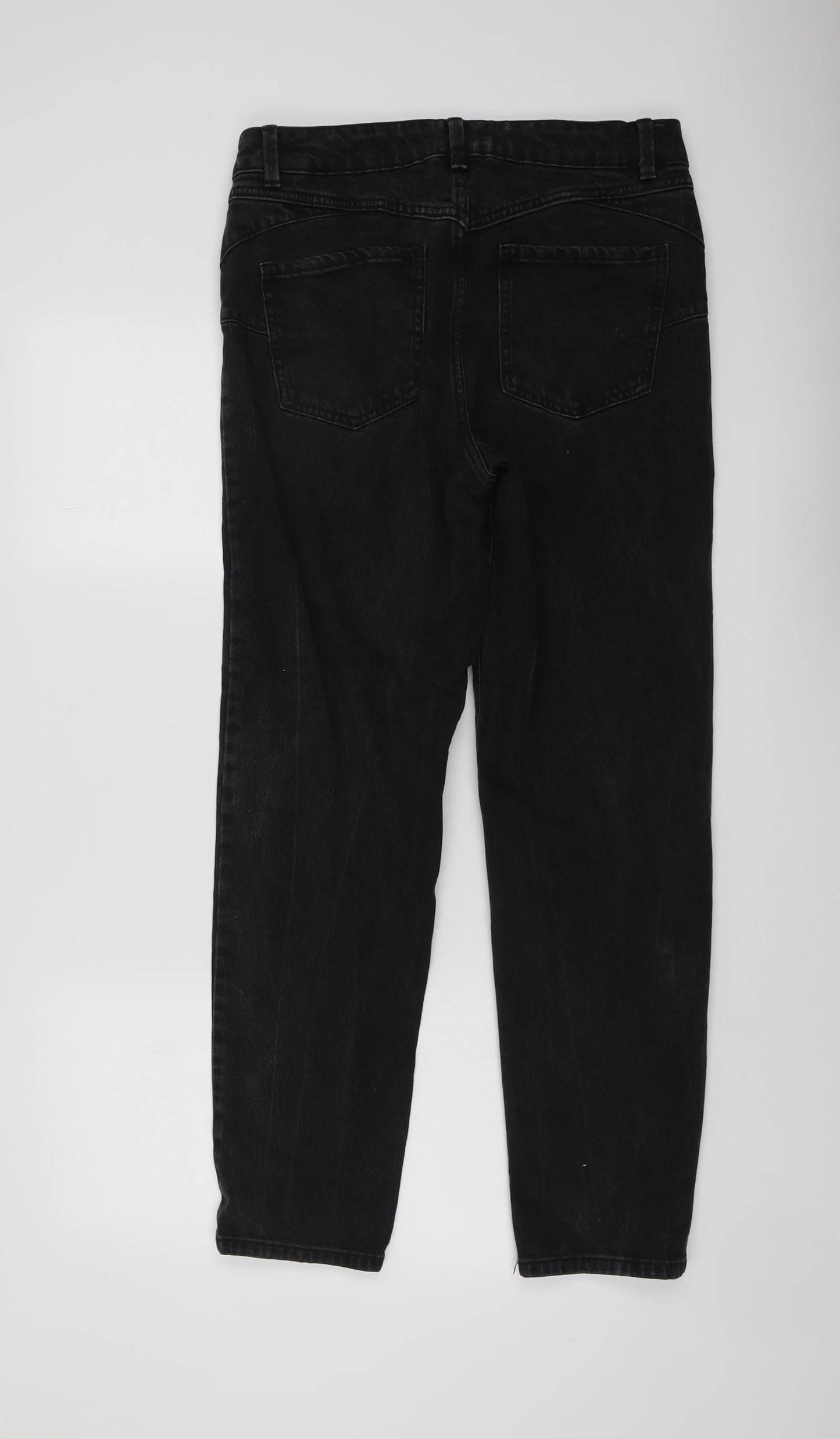 New Look Womens Grey Cotton Straight Jeans Size 12 L28 in Regular Button