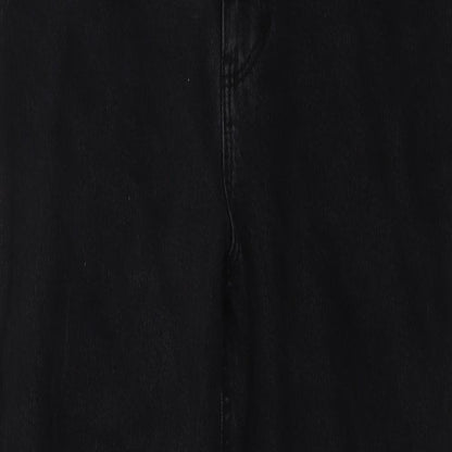 New Look Womens Grey Cotton Straight Jeans Size 12 L28 in Regular Button