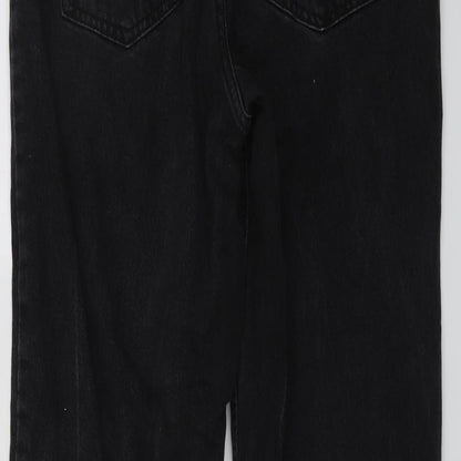 New Look Womens Grey Cotton Straight Jeans Size 12 L28 in Regular Button