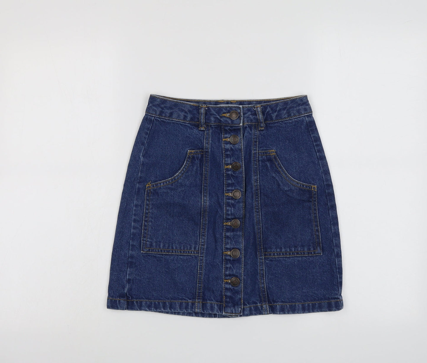 Womens UK Size 4 Stradivarius A-Line Denim Skirt