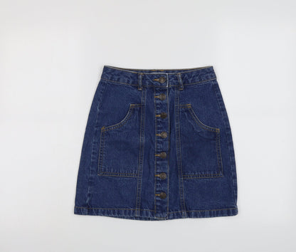 Womens UK Size 4 Stradivarius A-Line Denim Skirt
