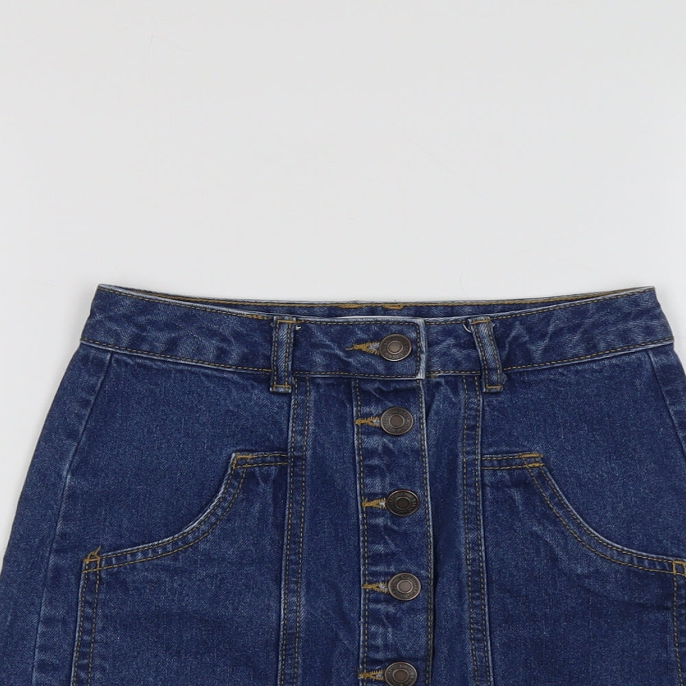 Womens UK Size 4 Stradivarius A-Line Denim Skirt