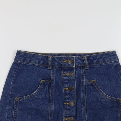 Womens UK Size 4 Stradivarius A-Line Denim Skirt