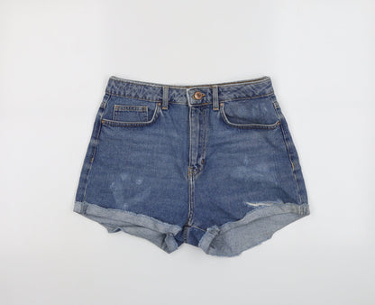 FOREVER 21 Womens Blue Cotton Cut-Off Shorts Size 27 in L3 in Regular Button - Distressed