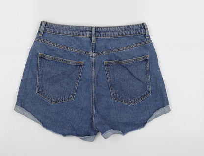 FOREVER 21 Womens Blue Cotton Cut-Off Shorts Size 27 in L3 in Regular Button - Distressed