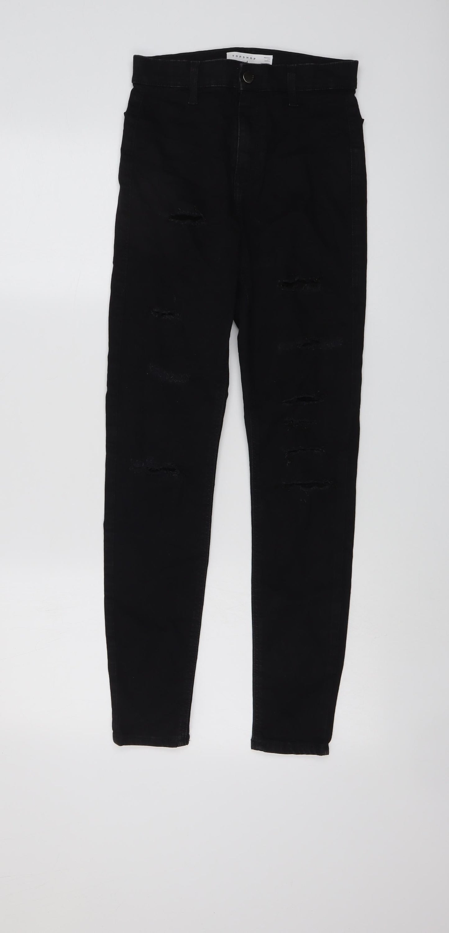 Topshop Womens Black Cotton Skinny Jeans Size 26 in L27 in Regular Button