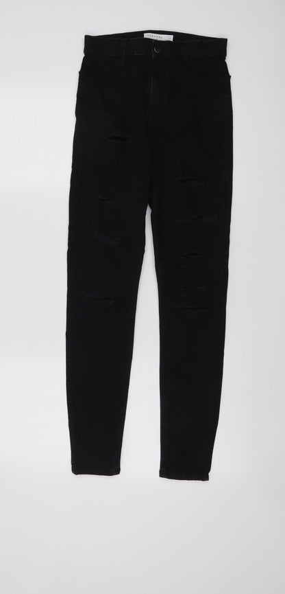 Topshop Womens Black Cotton Skinny Jeans Size 26 in L27 in Regular Button