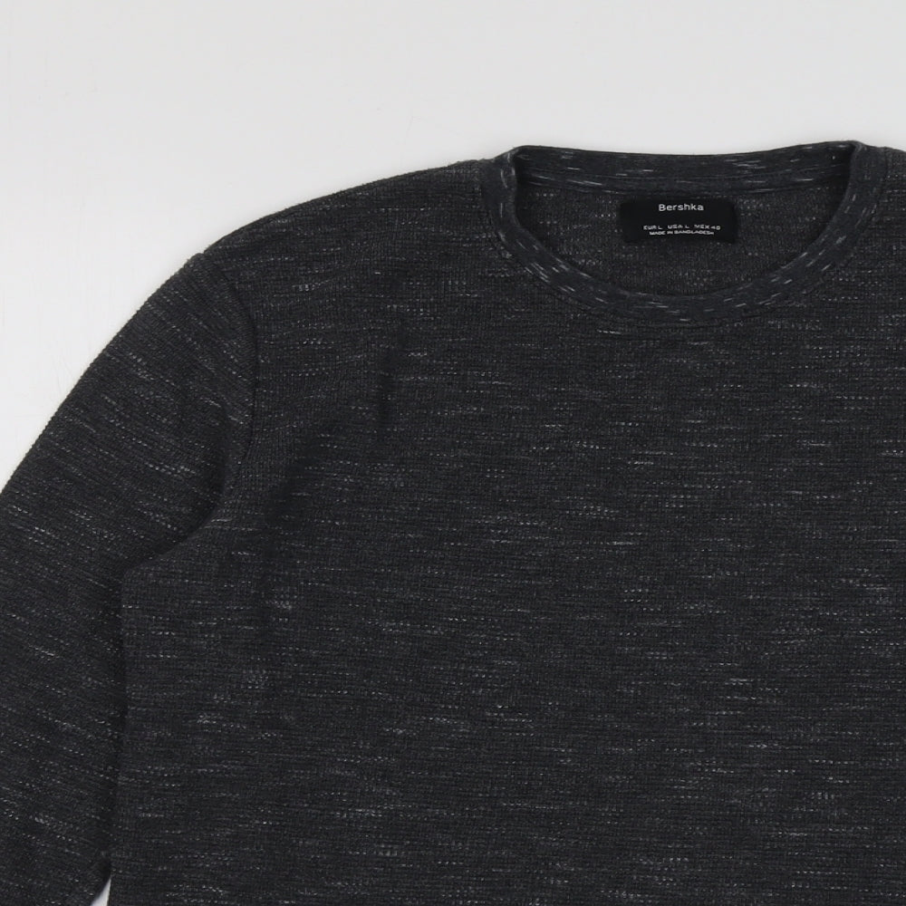 Mens UK Size L Bershka Grey Pullover Sweatshirt