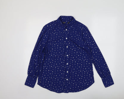 Womens UK Size 8 Marks and Spencer Blue Basic Button-Up