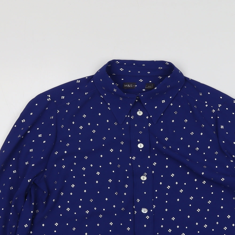 Womens UK Size 8 Marks and Spencer Blue Basic Button-Up