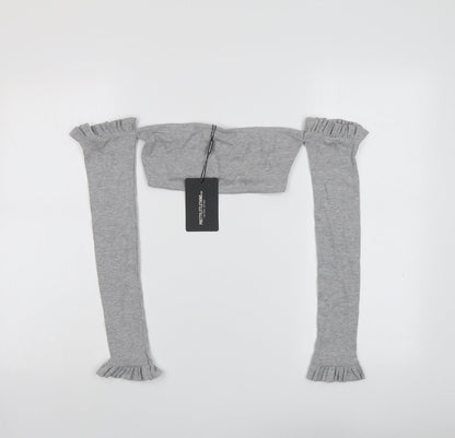 Womens UK Size 6 PRETTYLITTLETHING Grey Cropped Blouse