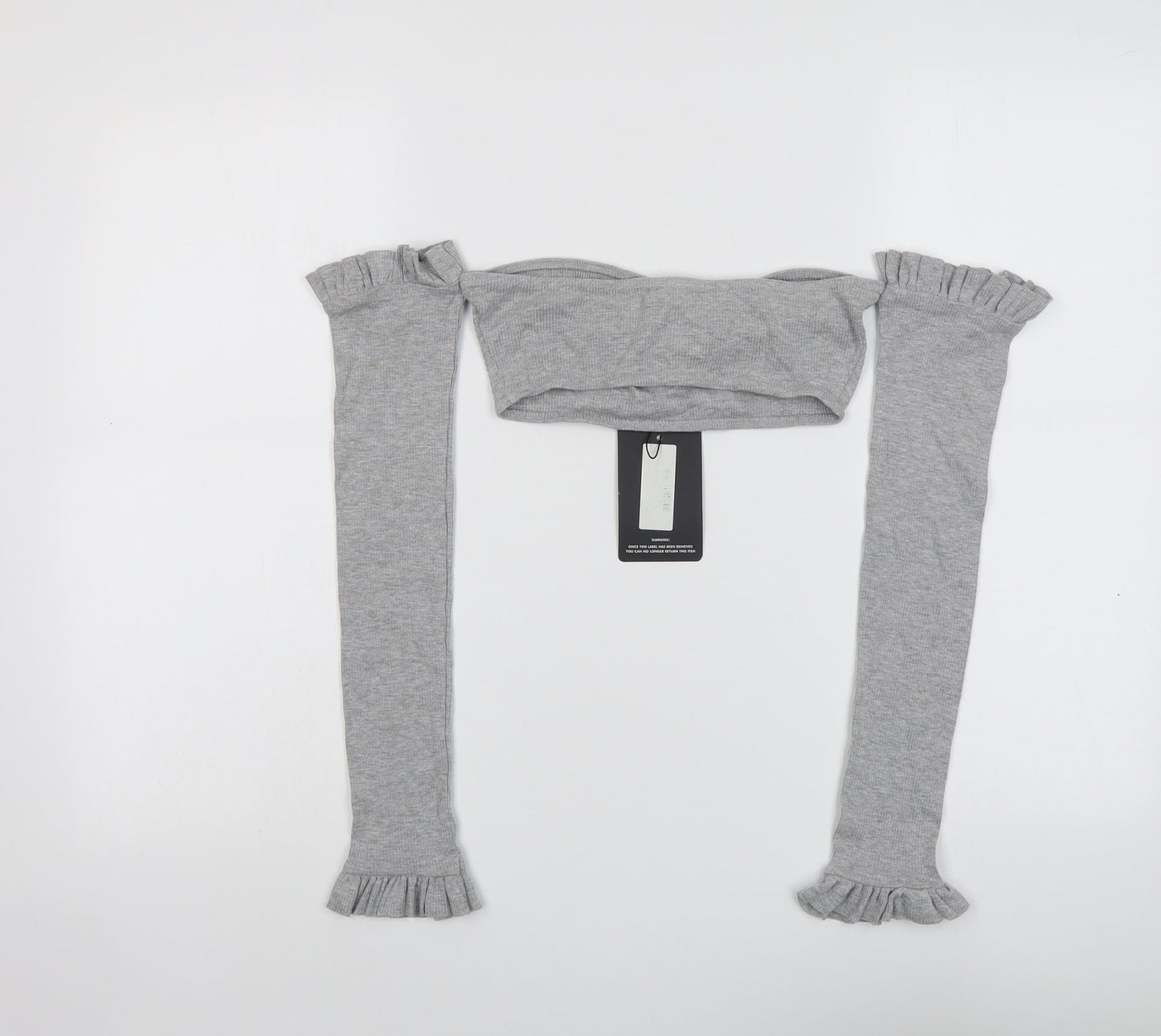 Womens UK Size 6 PRETTYLITTLETHING Grey Cropped Blouse