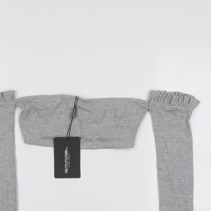 Womens UK Size 6 PRETTYLITTLETHING Grey Cropped Blouse