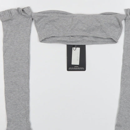 Womens UK Size 6 PRETTYLITTLETHING Grey Cropped Blouse