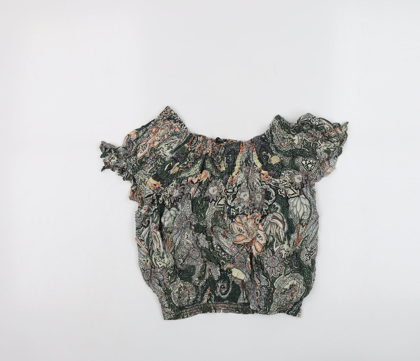 Womens UK Size S Zara Green Basic Blouse