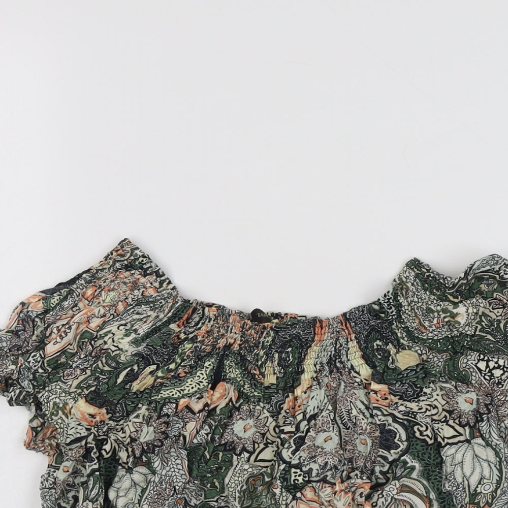 Womens UK Size S Zara Green Basic Blouse