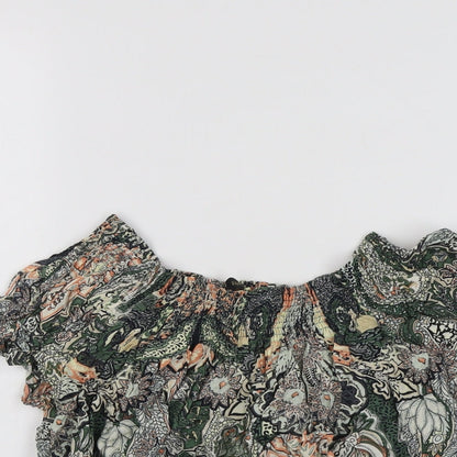 Womens UK Size S Zara Green Basic Blouse