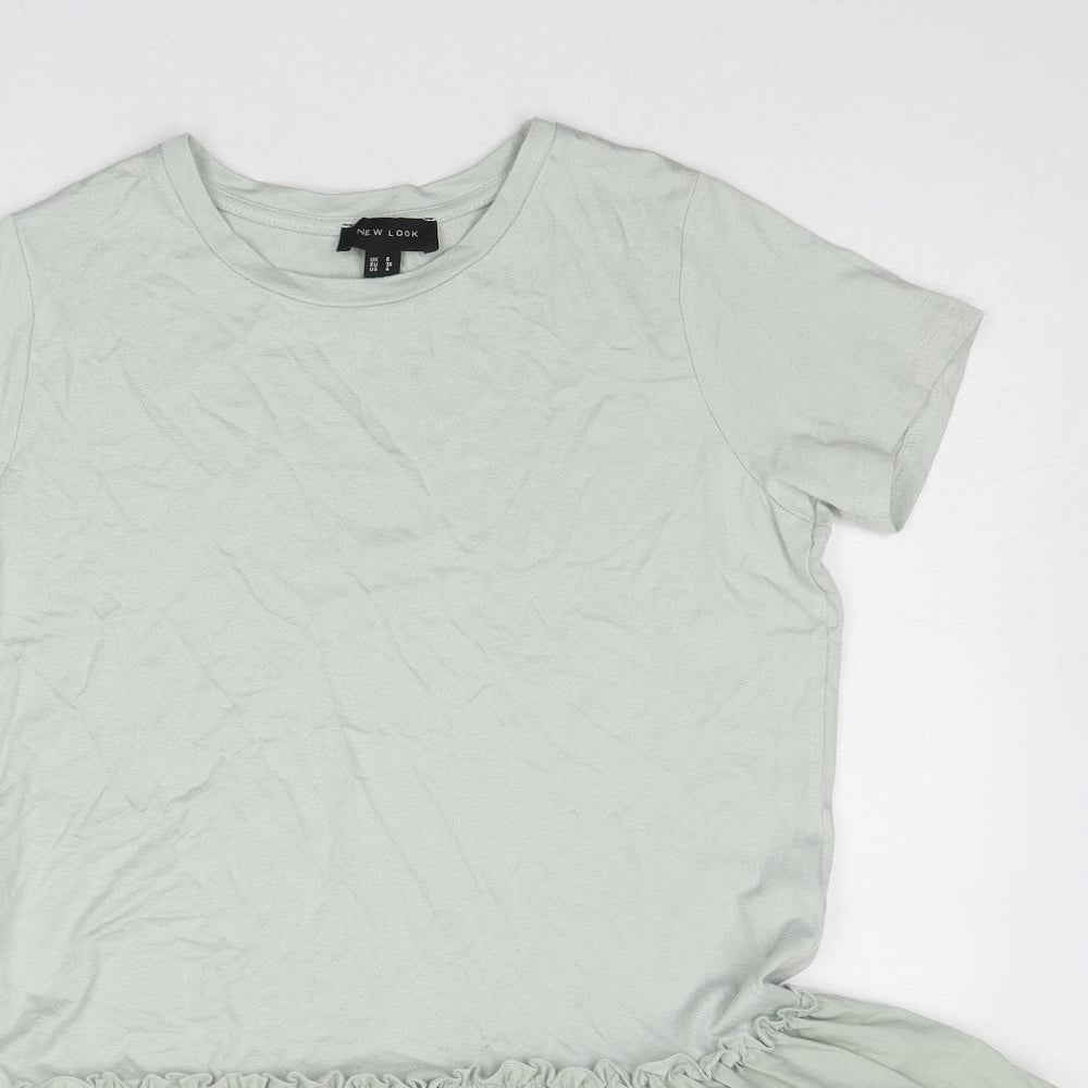 Womens UK Size 8 New Look Green Basic T-Shirt