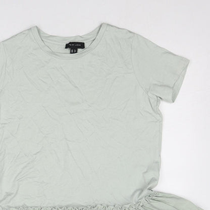 Womens UK Size 8 New Look Green Basic T-Shirt